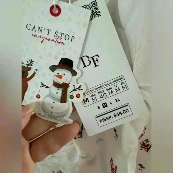 NWT Christmas santa beach surfing palm trees white button up shirt Men Sz M - Picture 5 of 7